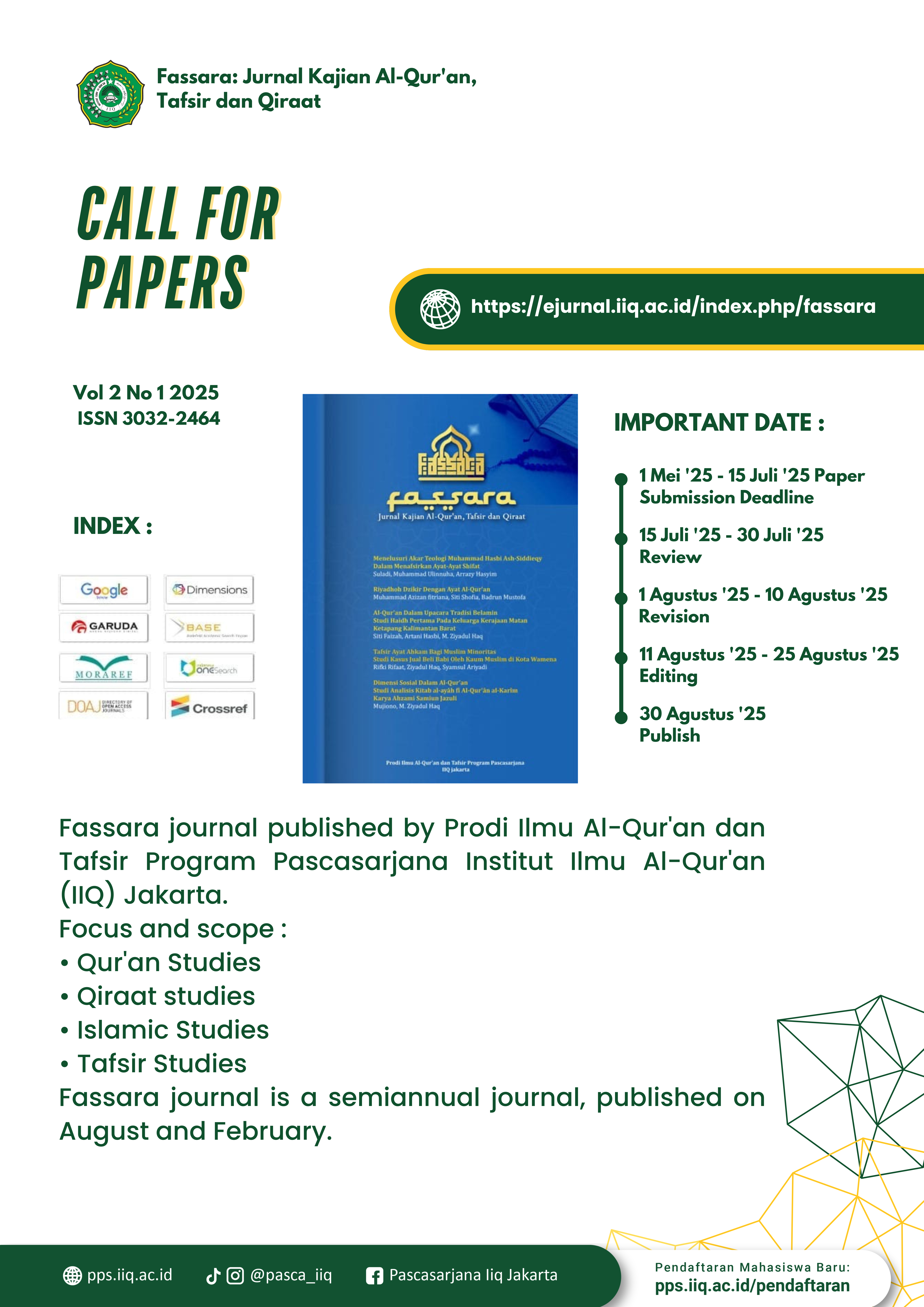Call For Paper Jurnal Fassara Vol. 2 No. 1 2025