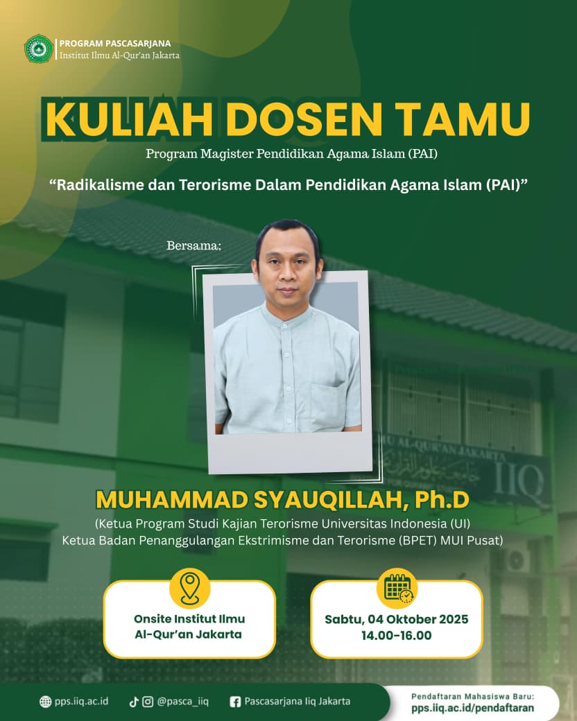 Kuliah Dosen Tamu: “Radikalisme dan Terorisme dalam Pendidikan Agama Islam (PAI)”